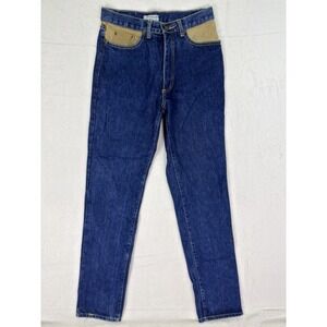 Vintage Guess Jeans Georges Marciano Mens 28x34 Blue Mid Rise Tapered Green Logo